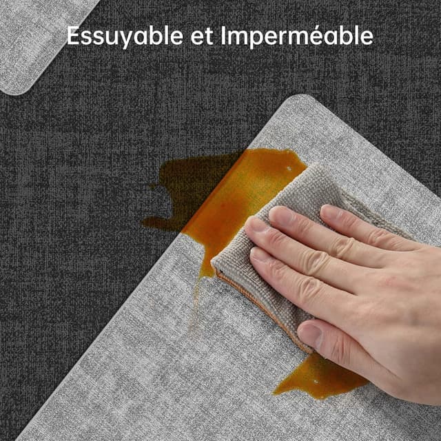 Detalle 2 de KitchenBoss set de 6 sets de table lavables en plastique + 6 dessous de verre double face (43 x 30 cm) – imitation cuir