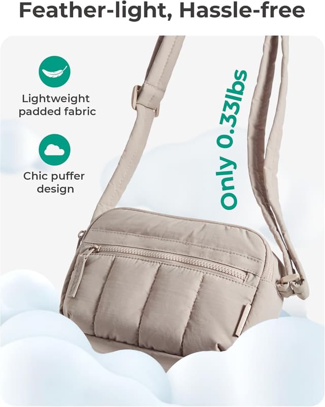 Detalle de bagsmart Women’s Crossbody Bag – puffy quilted travel crossbody with RFID card slots