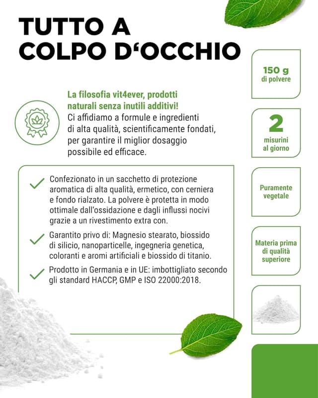 Detalle de Betaina Trimetilglicina 99% in polvere Purezza 99% (150 g) – Vegana