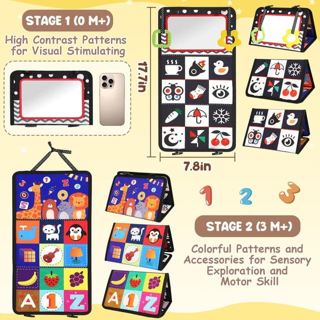 Detalle 2 de URMYWO Tummy Time Toys black and white baby mirror 0–12 months