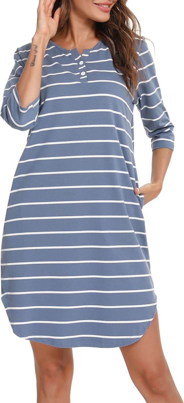 Detalle de Vlazom Nachthemd mit V-Ausschnitt S-XXL