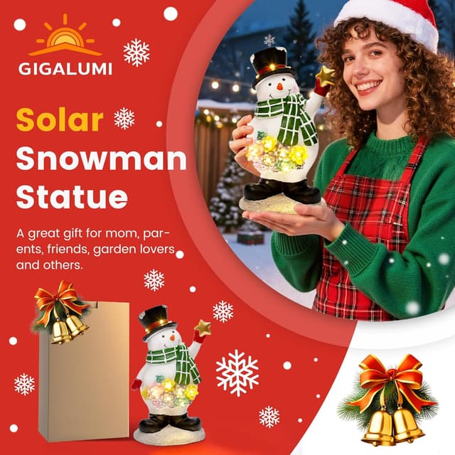 Thumbnail 4 de GIGALUMI Snowman garden ornament with solar light 🎄
