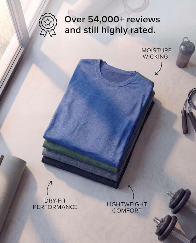 Detalle de Real Essentials 4-Pack Men’s Long Sleeve Moisture-Wicking Shirts (UPF 50 Sun Protection)