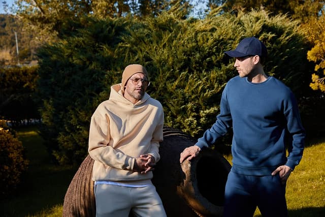 Detalle de Leif Nelson Jogging surdimensionné en coton noir pour homme (tailles S à XXL)