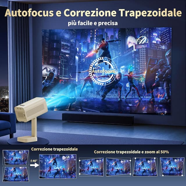 Detalle 2 de Mini Projector 4K 1080P, WiFi 6 e Bluetooth