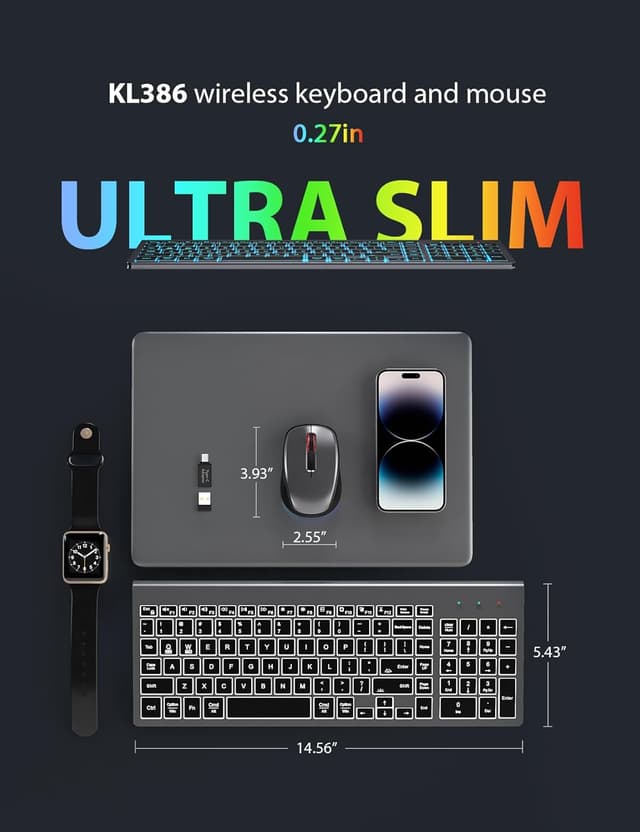 Thumbnail 6 de SABLUTE Wireless Keyboard and Mouse Combo, Rechargeable