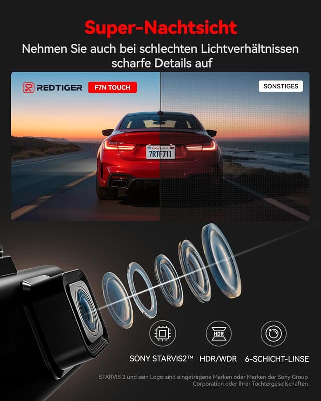 Thumbnail 3 de REDTIGER F7N Touch 4K Dashcam mit GPS und 128GB Karte