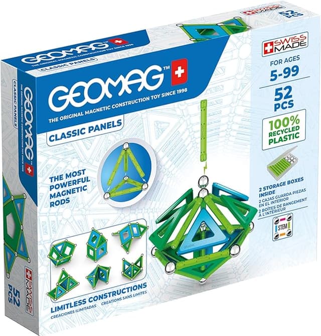 Detalle de Geomag Paneles Clásicos 52 Piezas 🧠 Juguete Educativo Recycled