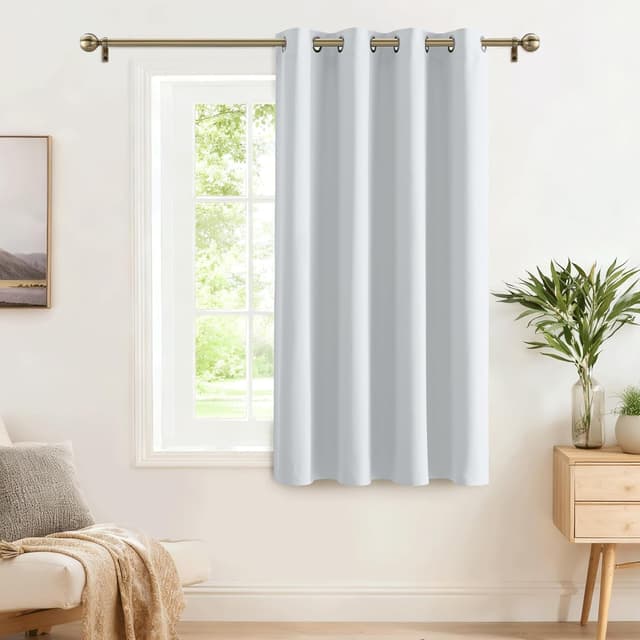 Detalle de PONY DANCE Thermo Vorhang Verdunkelung Grau Weiß 158x132