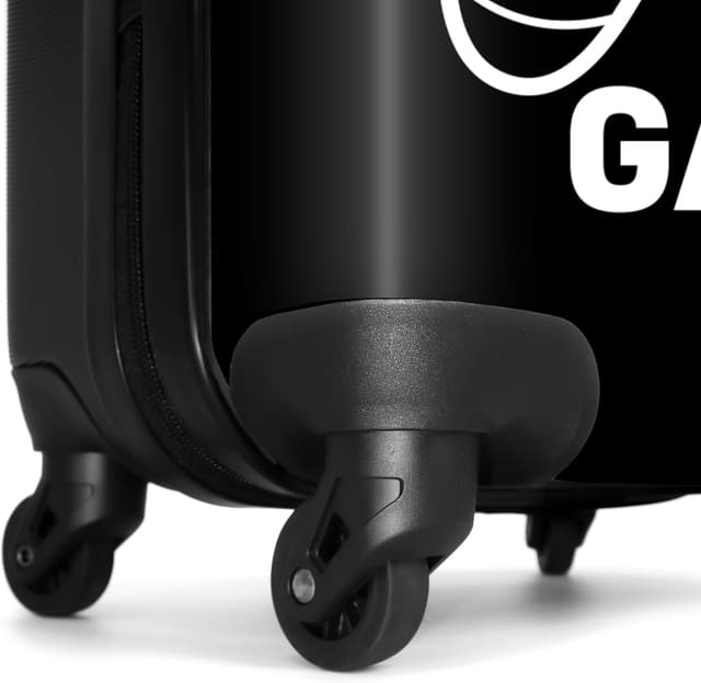 Detalle 2 de Valigia Bambini NoBoringSuitcases.com con trolley e stampa “born to game” (55x40x20 cm) – Joystick - Nero