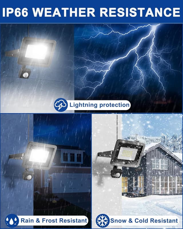 Detalle de LED Strahler mit Bewegungsmelder für außen – 20 W, 2.000 lm, 24 LED, 6.500 K, IP65