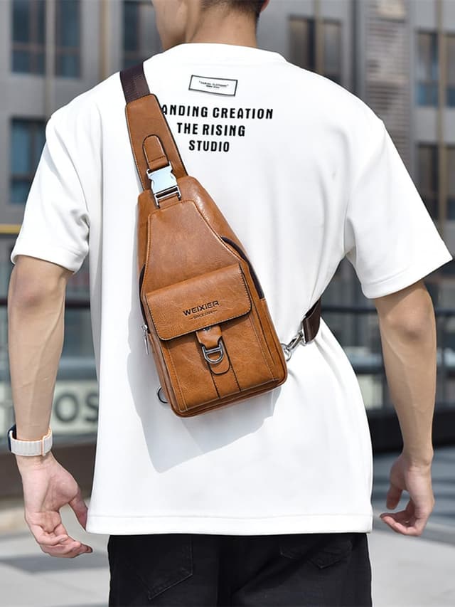 Thumbnail 2 de Hjkiopc Sling Tasche Herren Leder Brusttasche