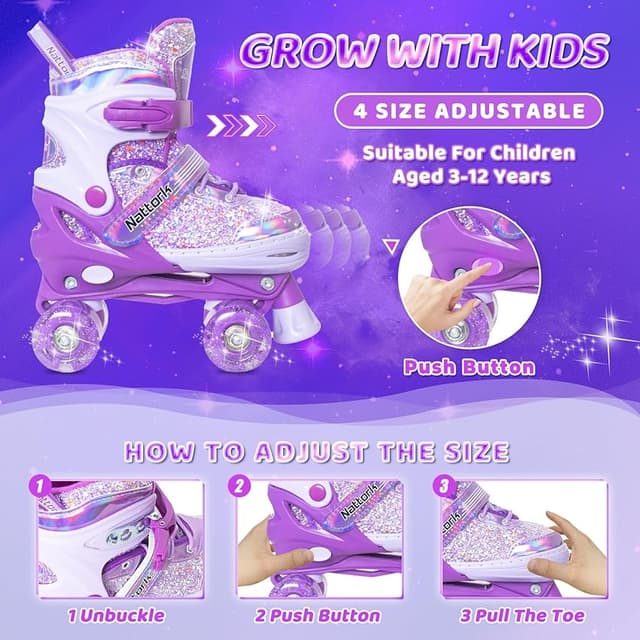 Thumbnail 2 de Nattork Kids Adjustable Roller Skates 4-size 🛼