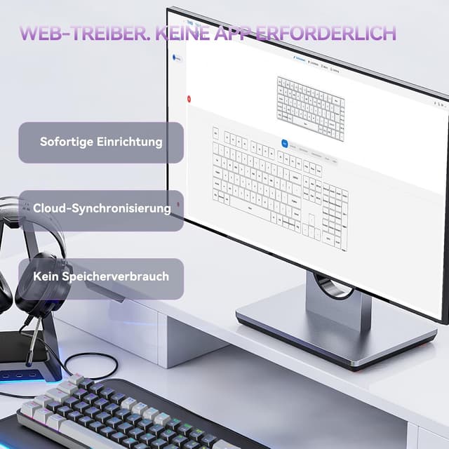 Thumbnail 6 de TMKB T68 Gaming-Tastatur (68 Tasten, kabellos) mit Bluetooth/2.4G/Typ-C und Anti-Ghosting – QWERTZ, blau