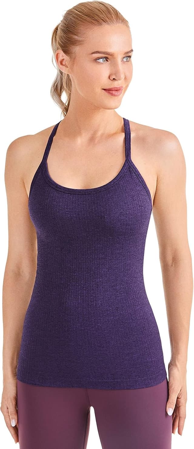 Detalle de CRZ YOGA Débardeur dos nageur femme avec soutien-gorge intégré pour fitness à faible impact