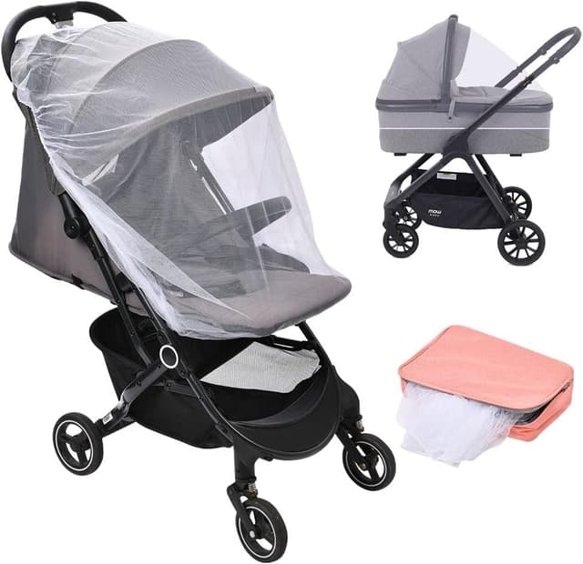 Detalle de Vicloon 3PCS Zanzariera passeggino universale in bianco per carrozzina, culla e seggiolino auto