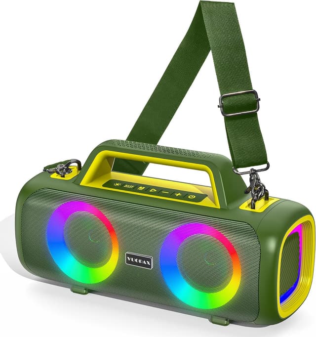 Detalle de VUOPAX Cassa Bluetooth portatile da 140W IP65 con 2 subwoofer, 2 tweeter, batteria fino a 24 ore e luci RGB