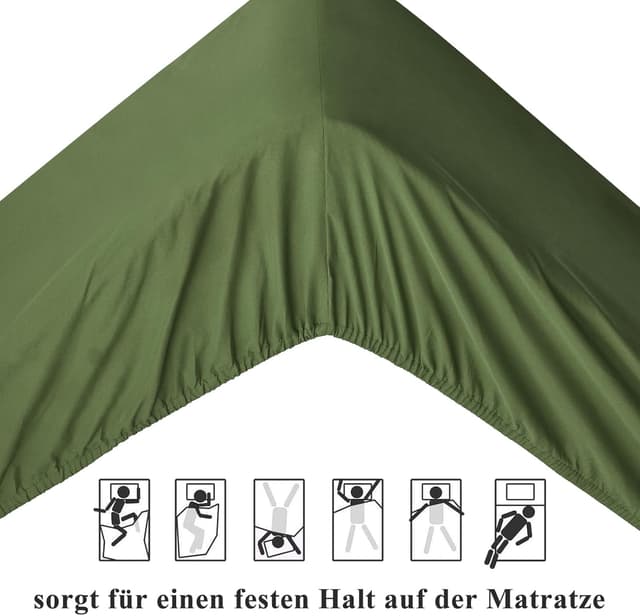 Detalle de Aisbo Spannbettlaken 140x200 cm für Boxspringbett, Olivgrün – Mikrofaser mit 40 cm Steghöhe