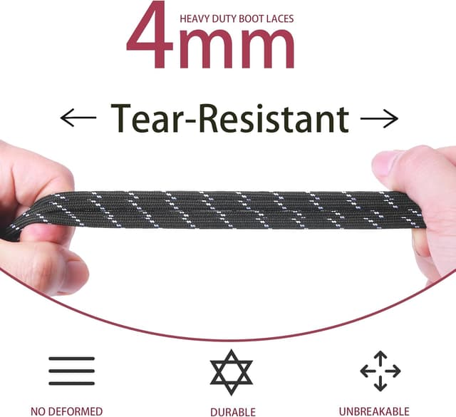 Thumbnail 2 de 7STROBBS 2 PAIRS Strong Work Boot Laces 4mm