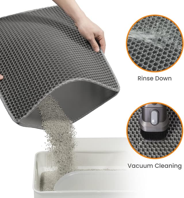 Detalle de Conlun Cat Litter Mat & Tray Mat (Honeycomb Double Layer, 60 x 46 cm) - Grey