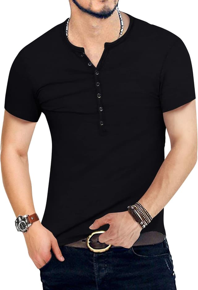 Thumbnail 1 de KUYIGO T-Shirt Henley Slim Fit mit 7 Knöpfen