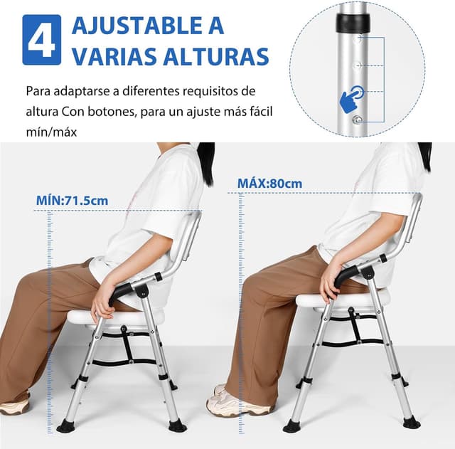 Thumbnail 3 de DEWEL Silla Ducha plegable 150 kg Gris