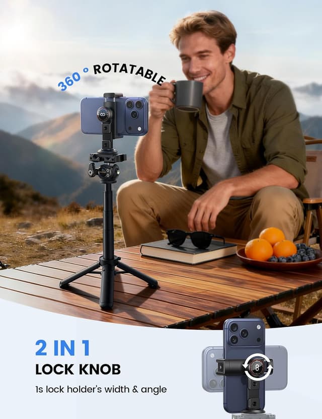 Detalle de Lamicall 3‑in‑1 phone tripod mount adapter 🎥