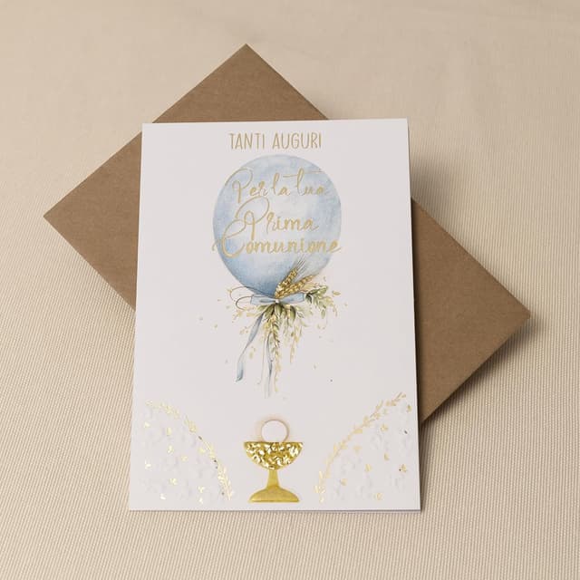 Detalle de ARKRAFT Tarjeta de Comunión Niño con Bolsita Porta Dinero