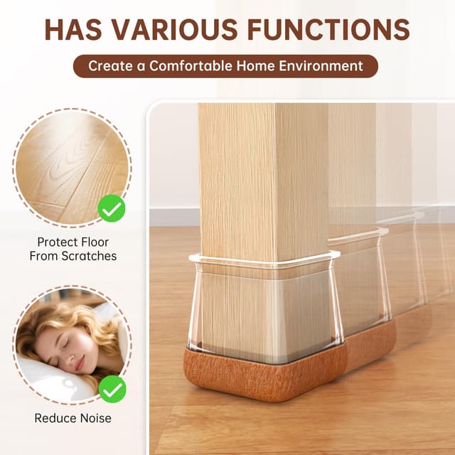 Detalle de 32 gommini feltrini in silicone per sedie con gambe quadrate 27–36 mm