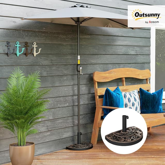 Detalle 2 de Outsunny Base Parasol Demi-Cercle 9 kg Bronze
