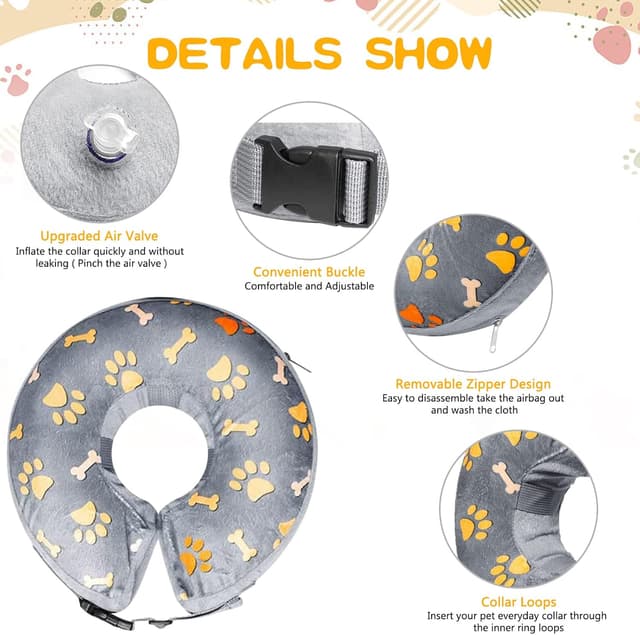 Detalle 2 de Inflatable Recovery Collar for Dogs & Cats (Medium) – Soft donut design to stop licking and biting wounds