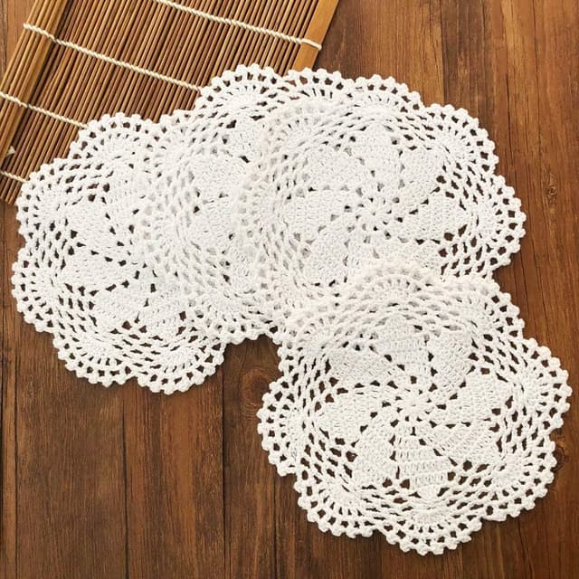 Detalle 2 de gracebuy crochet lace placemats 7 inch, set of 4