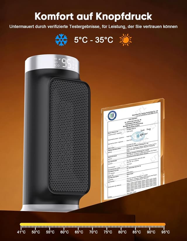 Thumbnail 5 de 1800W PTC Heizlüfter mit Fernbedienung