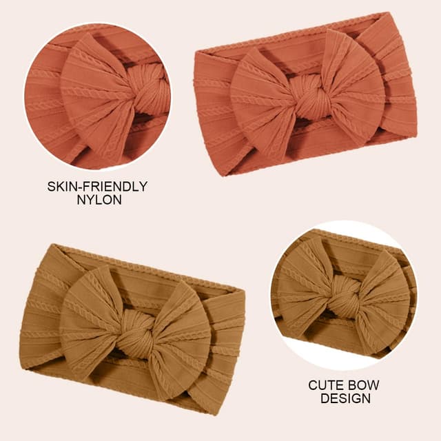 Detalle de DiULi Baby Stirnbänder (10 Stück) – Turban-Stirnband mit Schleifen-Design für Neugeborene & Kleinkinder