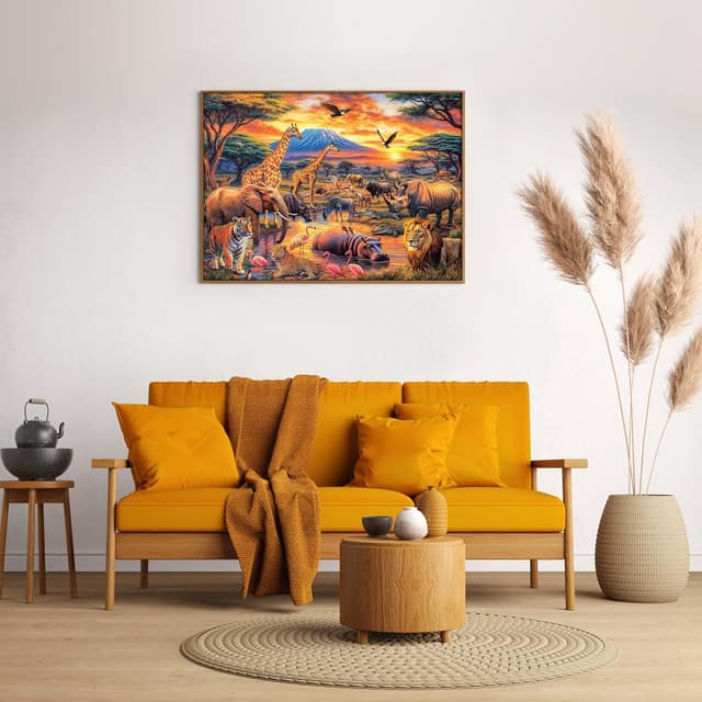 Detalle 2 de Wild Animals 1000-Piece Jigsaw Puzzle (Lion, Tiger & Elephant) for Adults