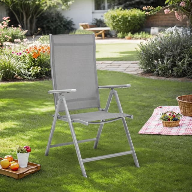 Detalle 2 de SONGMICS Gartenstühle faltbar GCB30GY – verstellbare Rückenlehne in 8 Positionen