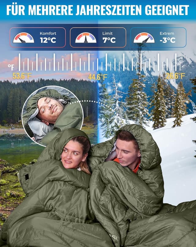 Detalle 2 de KingCamp Schlafsack XL, warm bei Kälte