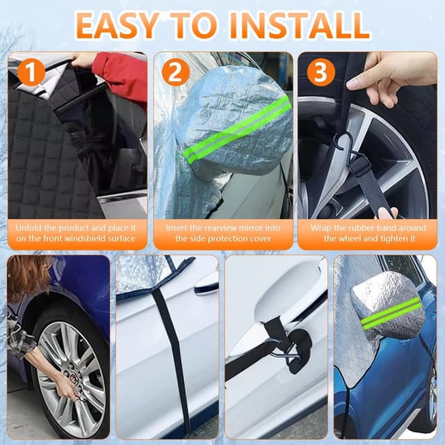 Detalle de Alaoo Copri Parabrezza antighiaccio e antigrandine con corda elastica (145×228 cm)