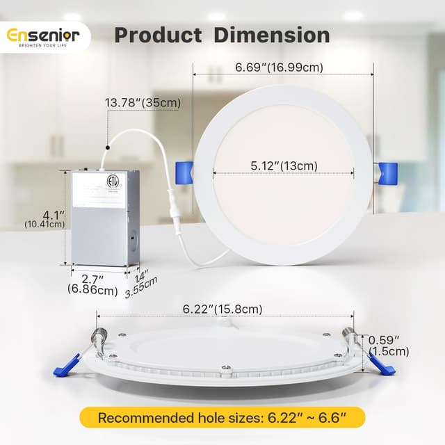 Thumbnail 5 de Ensenior 12-Pack 6 Inch Dimmable LED Ceiling Light ⚡