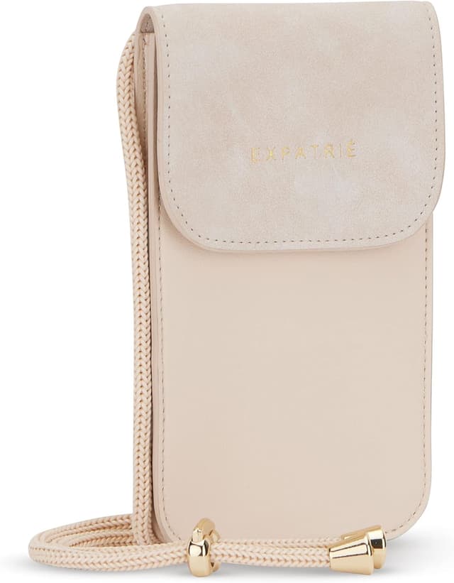 Detalle de Expatrié Amelie Handytasche zum Umhängen für Damen mit Geldbörse, veganem Kunstleder