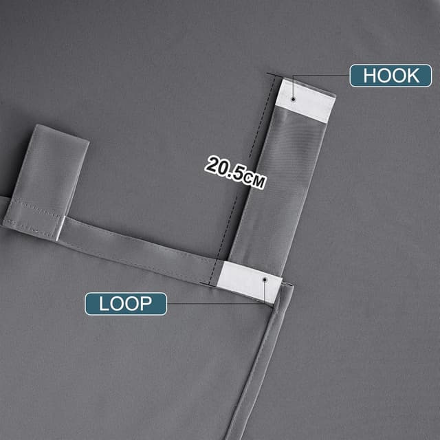 Detalle de PONY DANCE Terrasse Vorhänge Outdoor (4er-Set) mit abnehmbaren Schlaufen, Grau – 213 x 132 cm