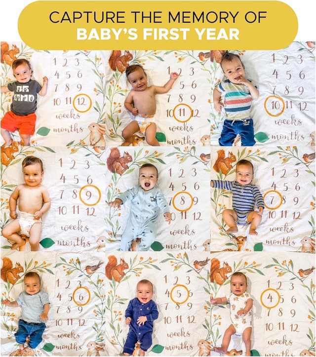 Detalle 2 de Baby Milestone Blanket โ Soft Woodland Photo Blanket for Baby ๐ถ