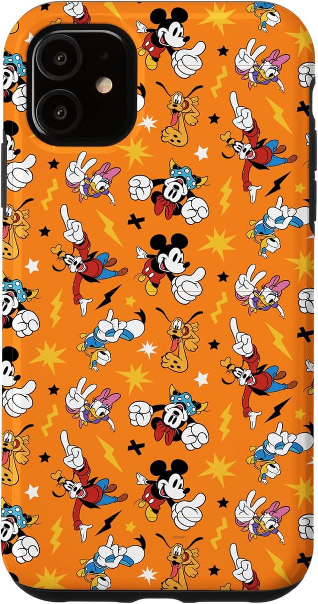 Thumbnail 6 de Custodia pieghevole stile portafoglio per iPhone 14 Disney Topolino e amici (arancione)