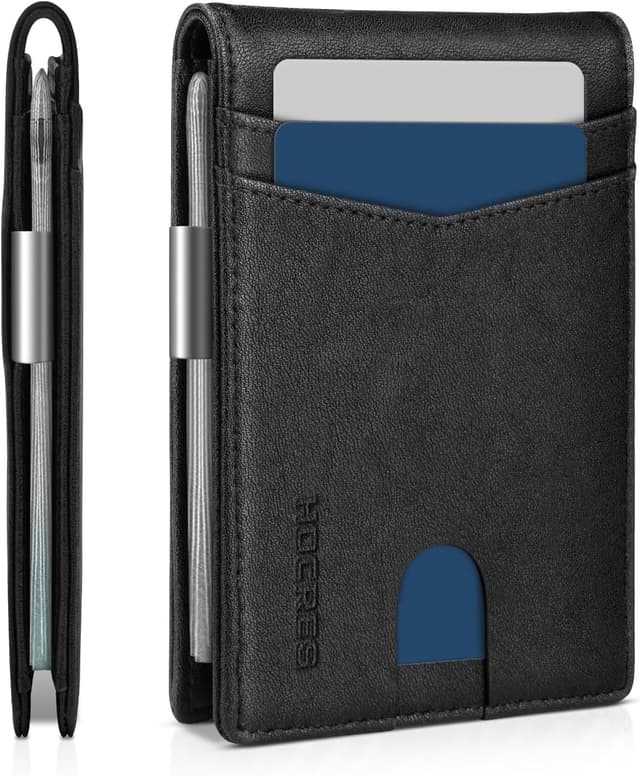 Detalle de HOCRES Slim RFID Blocking Mens Wallet with Money Clip & 12 Card Slots
