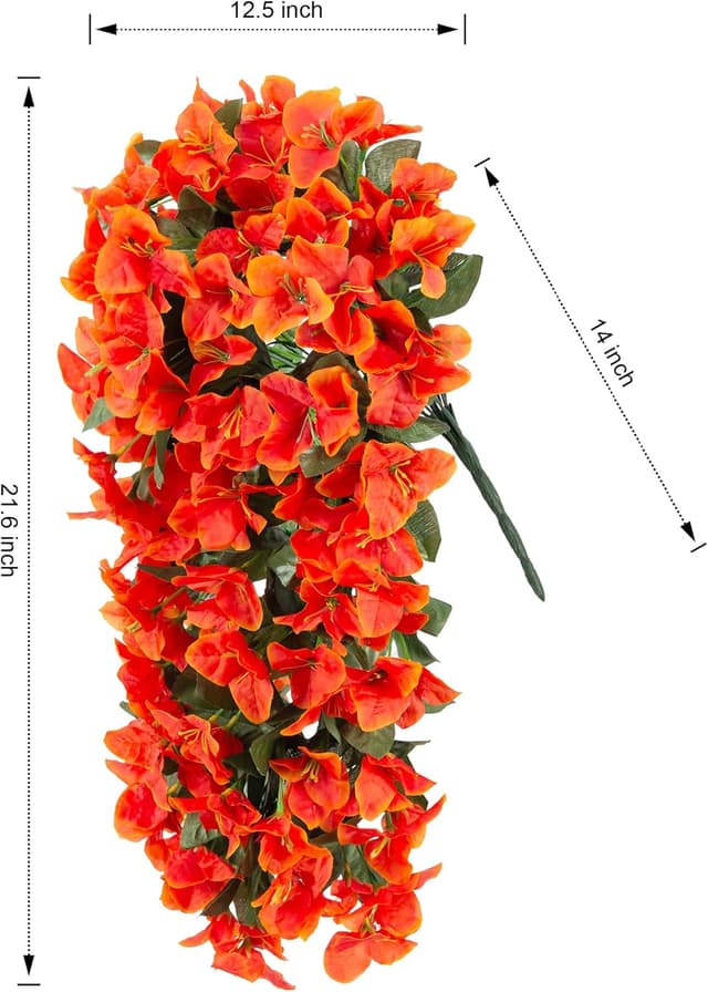 Detalle 2 de Artificial Bougainvillea Faux Flowers (2 Bundles) UV-Resistant Silk Trailing Vines for Outdoor Fall Decor
