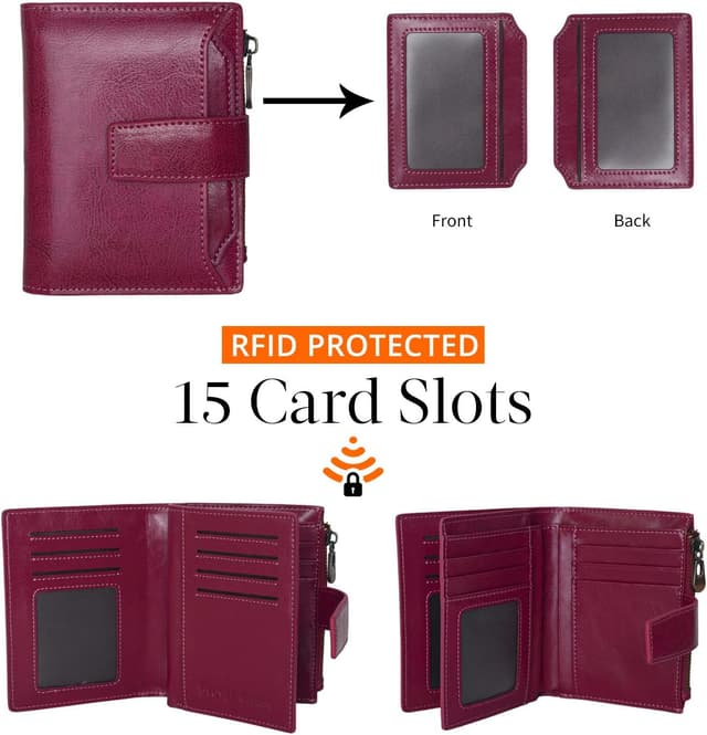 Detalle de Leather RFID bifold wallet, 11 card slots