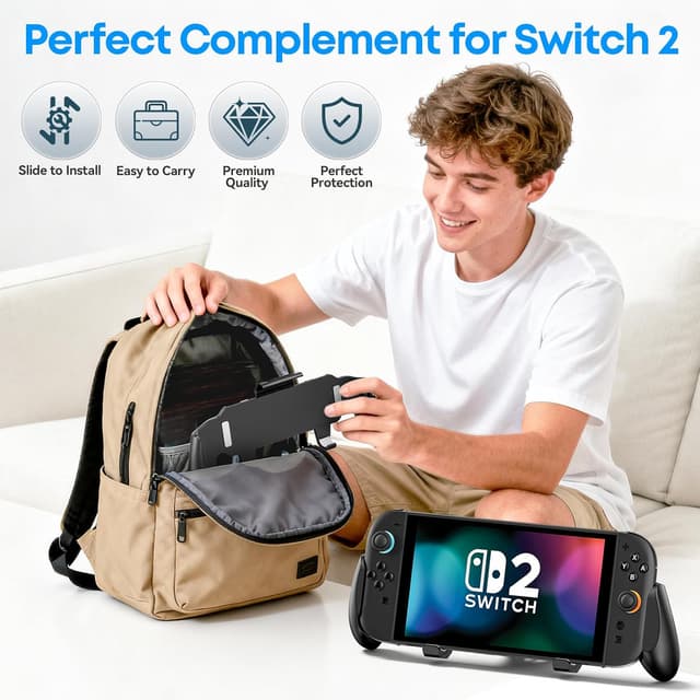 Thumbnail 6 de OIVO Grip Compatible with Nintendo Switch 2 ergonomic grip case with adjustable stand and 5 game card slots