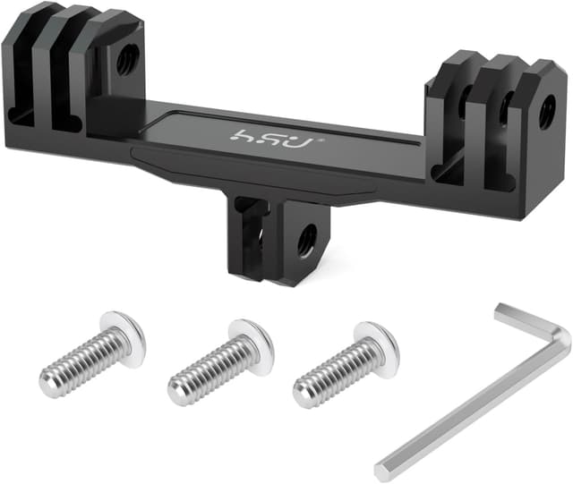 Detalle de HSU Aluminium Twin Dual Mount for GoPro – double adapter for Hero 13/12/11/10/9/8/7/6/5/4/3 & action cameras