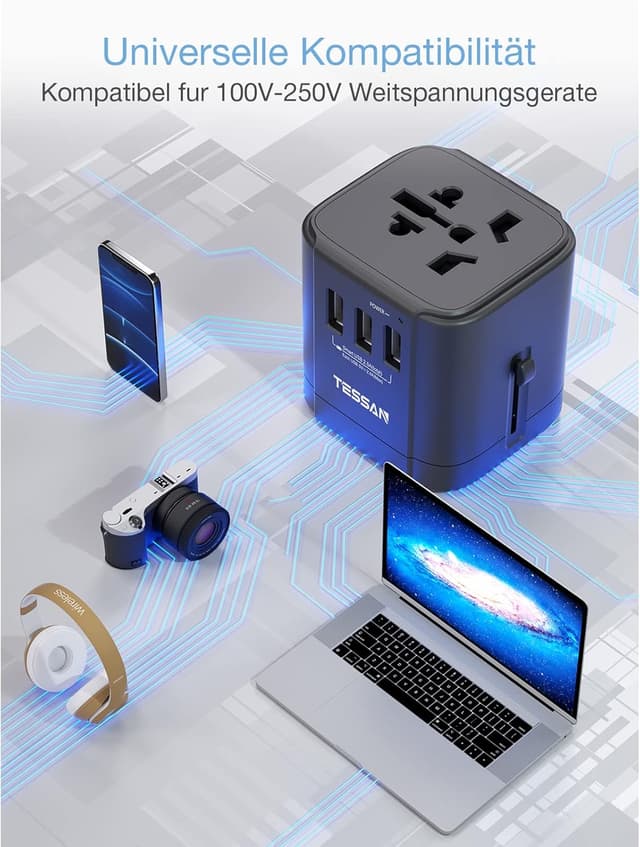 Thumbnail 3 de TESSAN Adaptateur Voyage Universel 3 USB