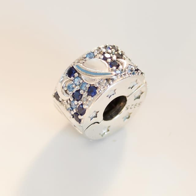 Detalle de KEQ 925 Sterling-Silber Spacer Charms als Stopper für Armbänder & Ketten mit Zirkonia-Pavé